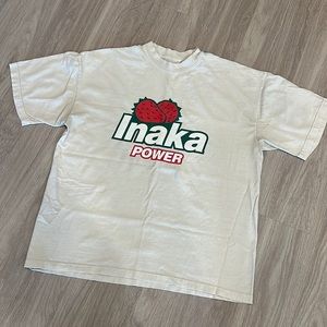 Men’s Inaka Power Cream Strawberry 🍓 Shirt, size M, has a few stains